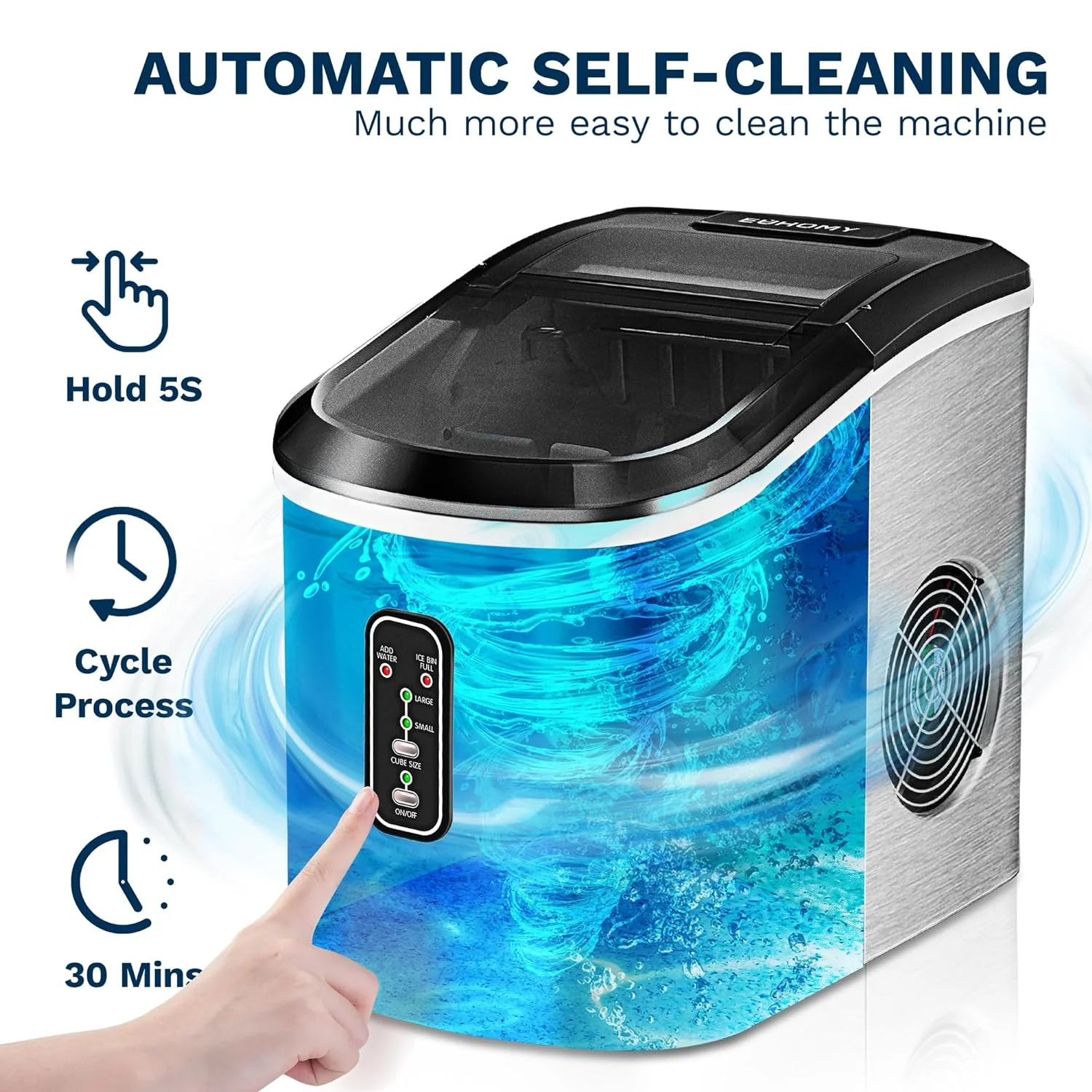 15'' Bullet Quiet Easy to Clean Ice Maker Machine