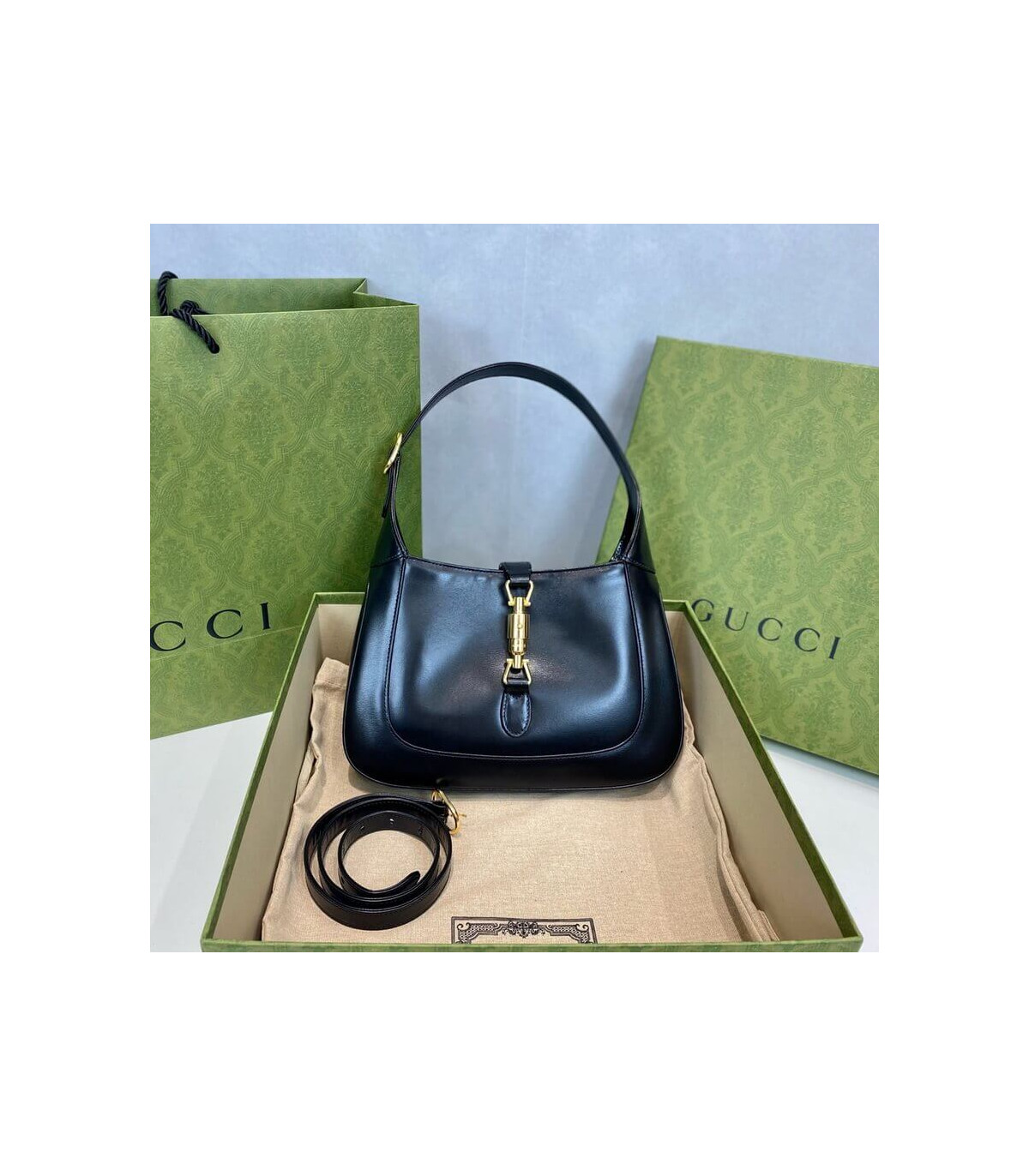 Gucci Jackie 1961 Small Hobo Bag In Black Leather 27.5cm