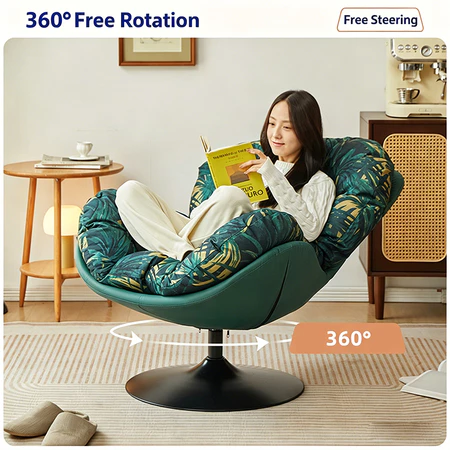 【READY STOCK MALAYSIA】360° Swivel Lazy Chair Recliner, Ergonomic Lounge Sofa Chair with Soft Cushion, Modern Leisure