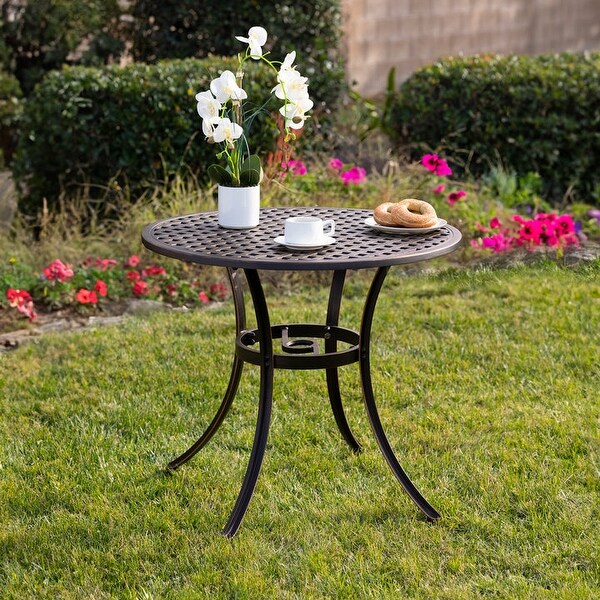 Kinger Home Lily 33inch Outdoor Patio Dining Table,Cast Aluminum