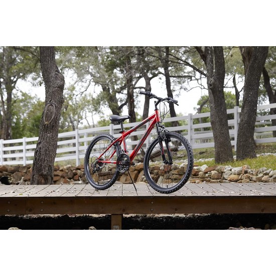 Hardtail Mountain Bike, Stone Mountain 24-26 inch 21-Speed, Lightweight, Gloss Red (74808)
