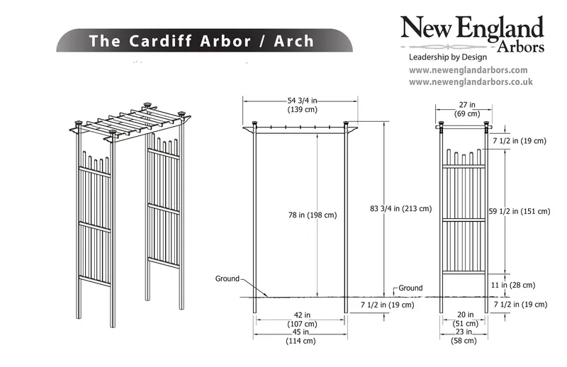 Vita 45″ x 83.75″ Cardiff Vinyl Arbor, White, VA78100