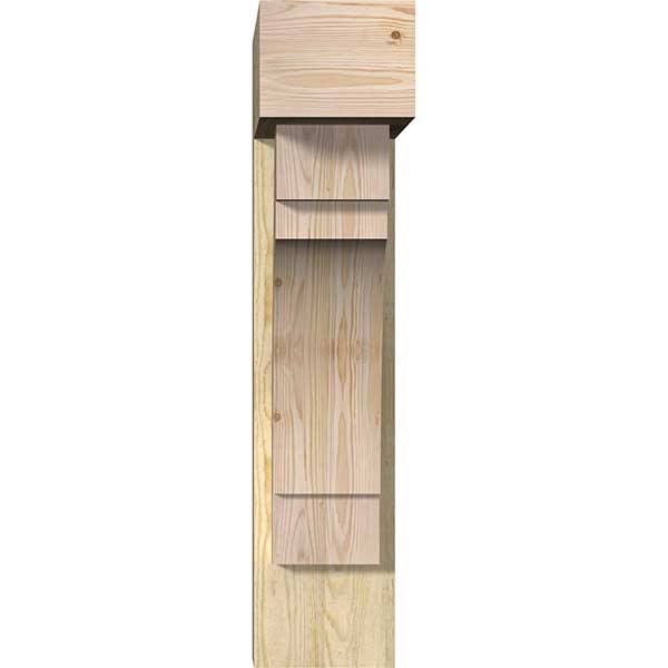 Ekena Millwork 1463277 8x22W x 24x22D x 36x22H Merced Block Rough Sawn Bracket w/ Offset Brace, Douglas Fir