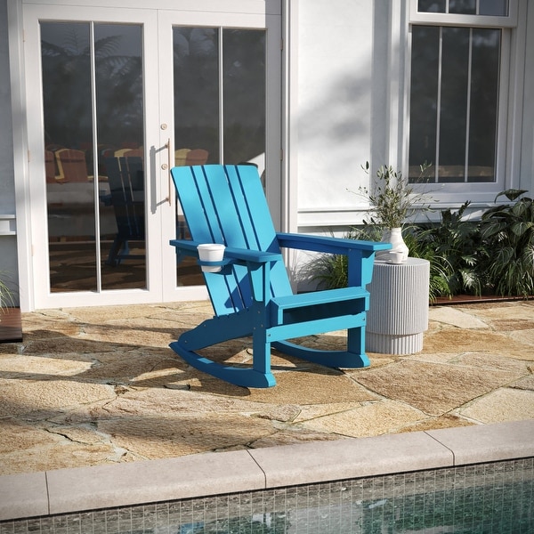 AllWeather Rocking Adirondack Chair with Swiveling Cupholder