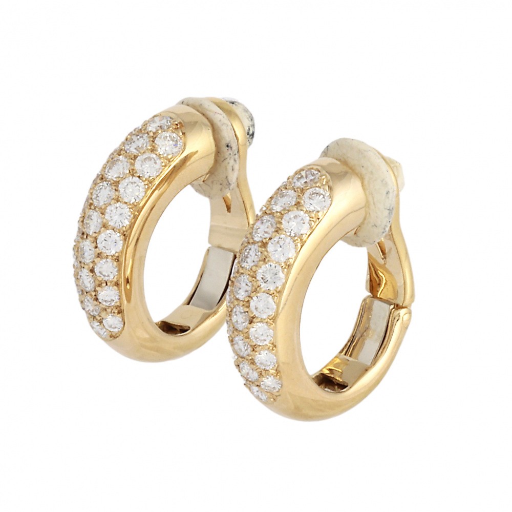 Cartier Pave K18YG Yellow Gold Earrings