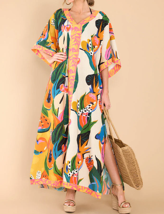 Floral Print Maxi Kaftan DressClistos