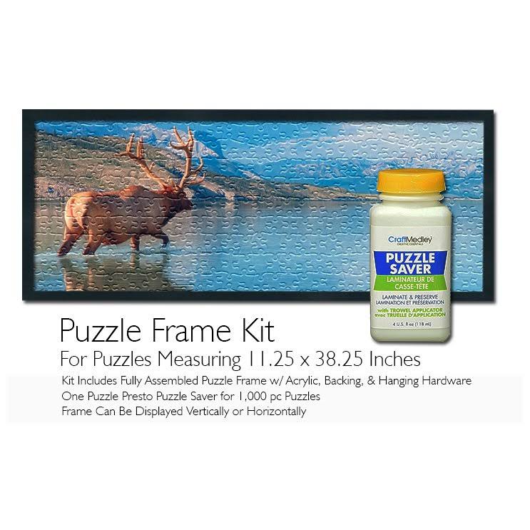 Jigsaw Puzzle Frame Kit - Featuring Craft Medley Puzzle Glue, Black