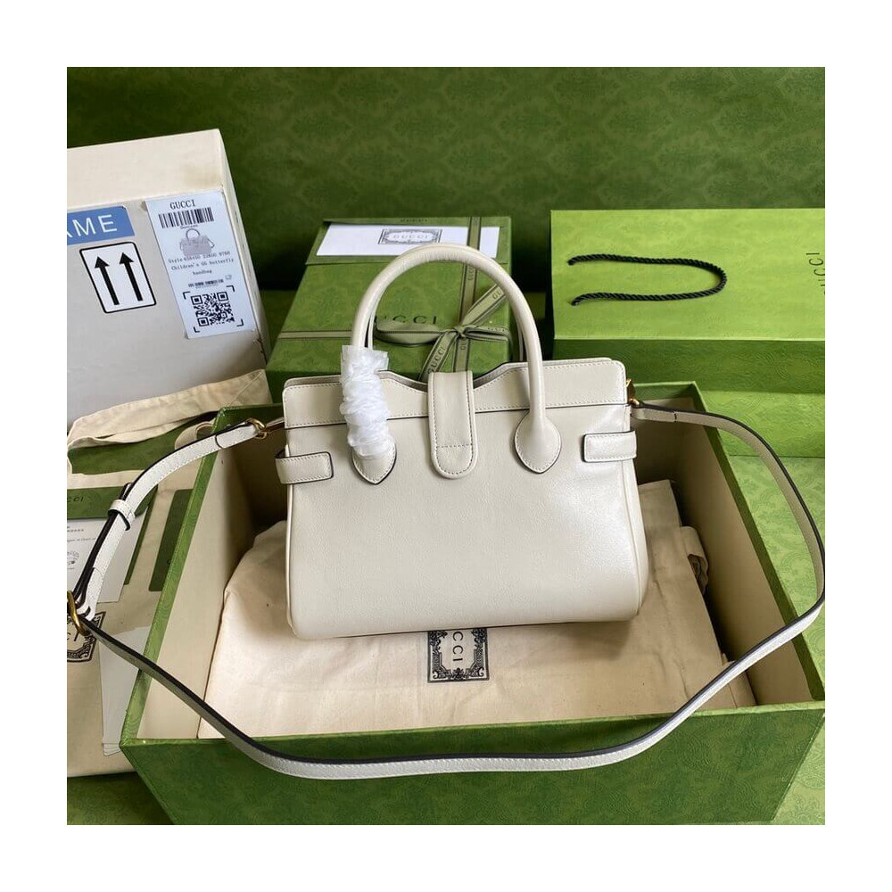 Gucci Small Top Handle Bag with Double G in White Leather