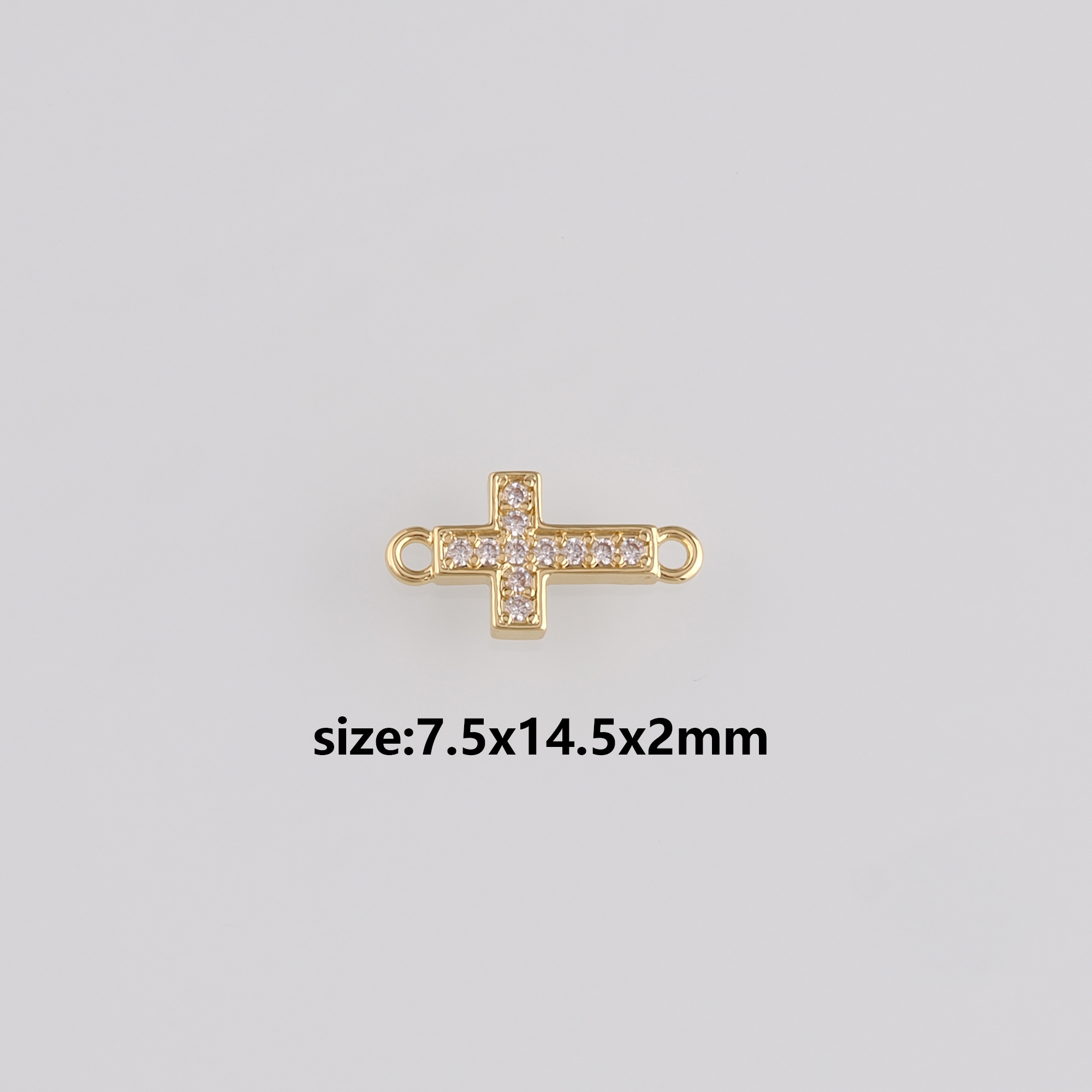 18K Gold Filled Cross Connector,CZ Micro Pave Religious Charm Necklace Bracelet for DIY Jewelry Making Supply