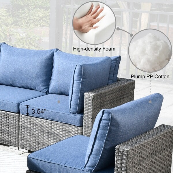HOOOWOOO 8piece Patio Furniture Set Wicker Sectional Sofa with Fire Pit Table