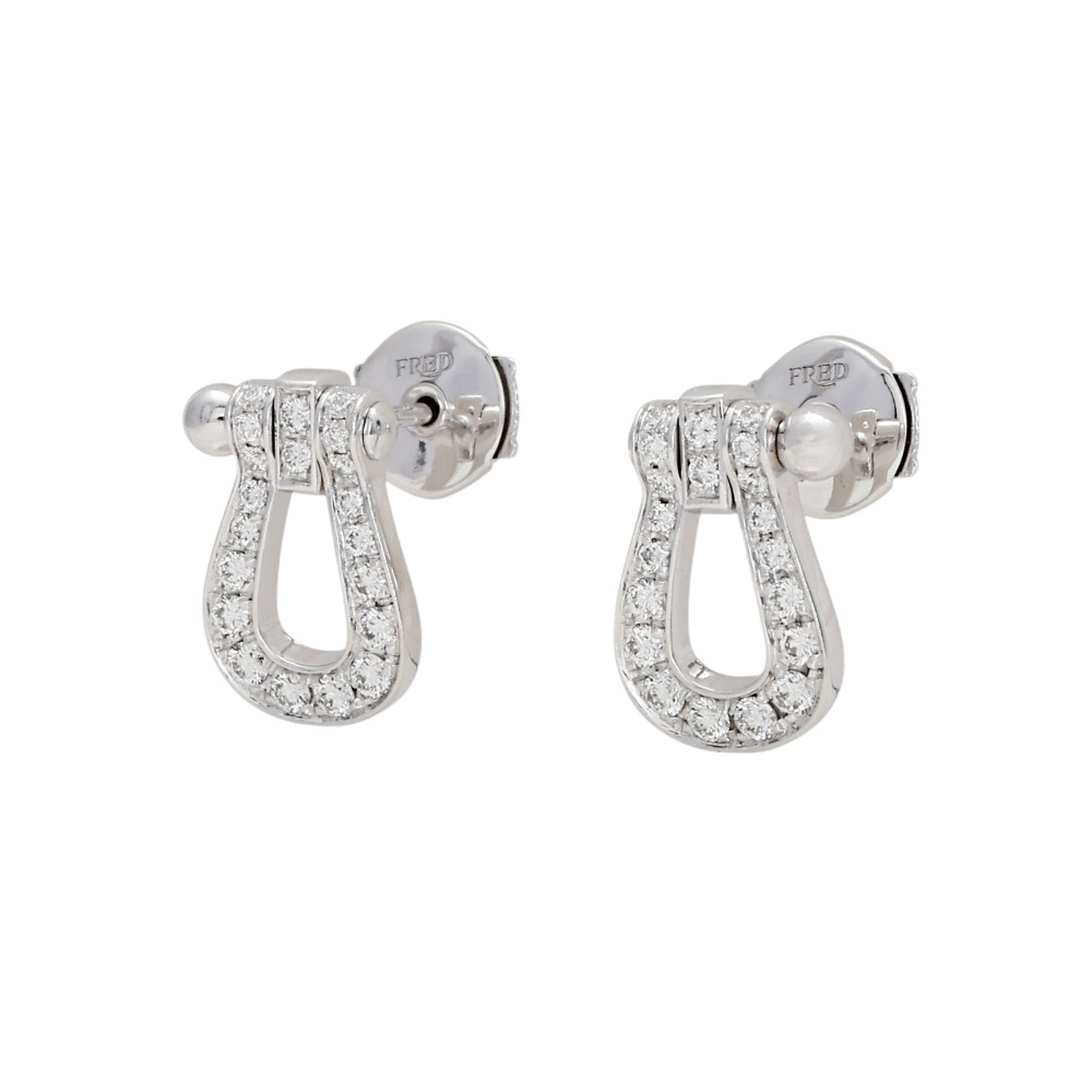 FRED Force 10 Mm Full Diamond Earrings 18K White Gold 8B0234