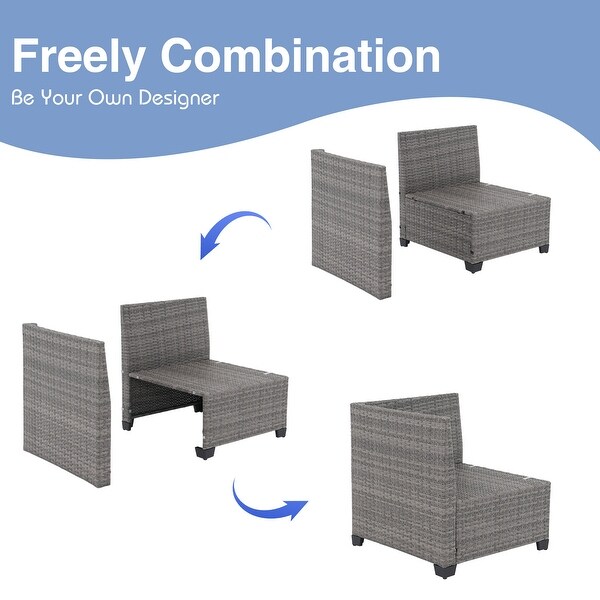 13Piece 10 Person Patio Free Combination Wicker Conversation Set With Waterproof Cushions and Firepit Table