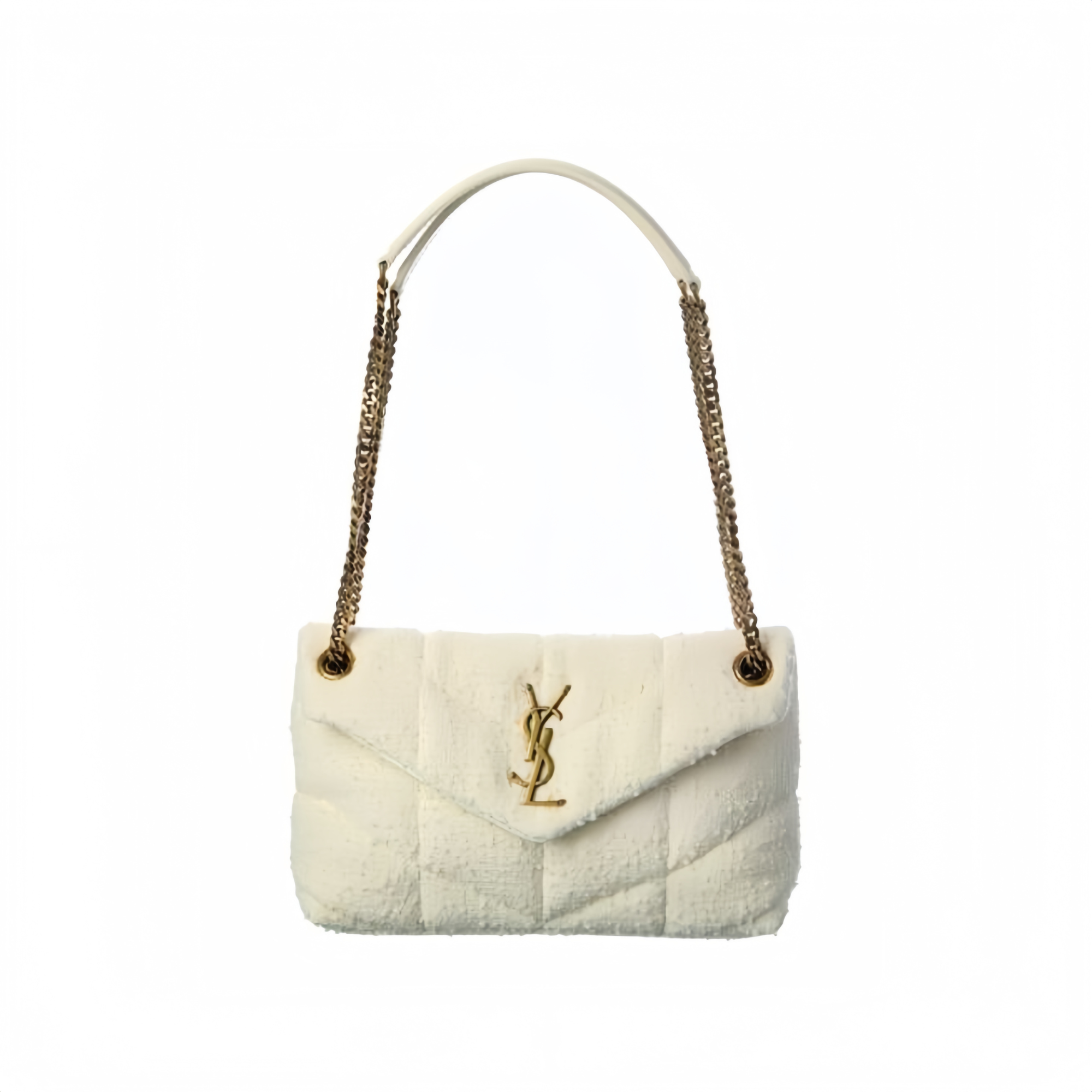 Saint Laurent Small Loulou Boucle Bag White 23Cm