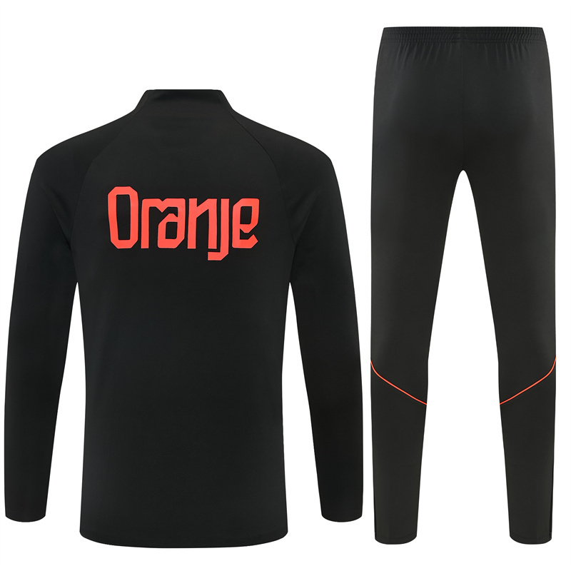 Adult/ Kids Netherlands 2627 Half Zippered Training Suit - Black