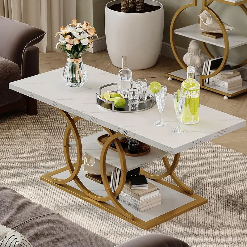 Rustic Industrial Coffee Table with Three-Tier Storage – Living Room Centerpiece