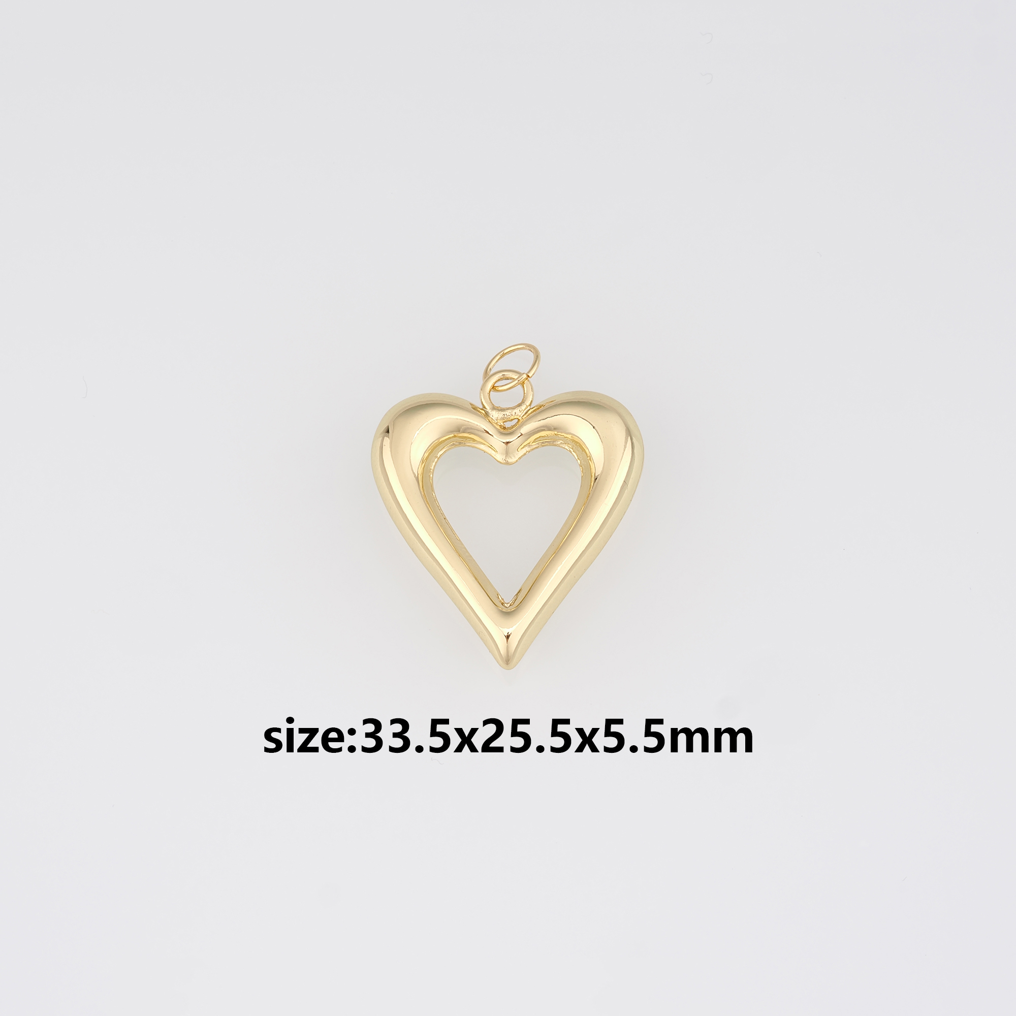 18K Gold Filled Heart Pendant,Dainty Heart Charm Earrings Necklace for DIY Jewelry Making Supply