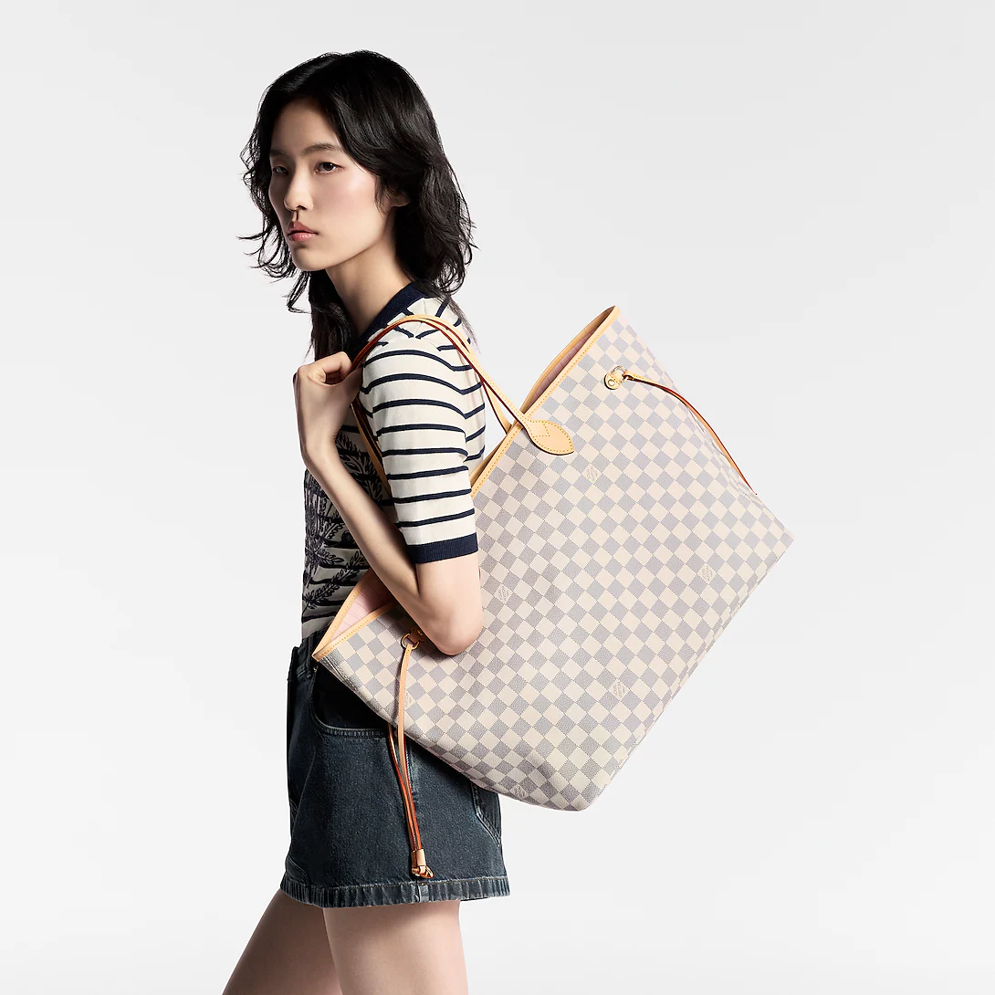 Louis Vuitton Neverfull GM Tote Bag Damier Azur Canvas Rose Ballerine 39cm N40601
