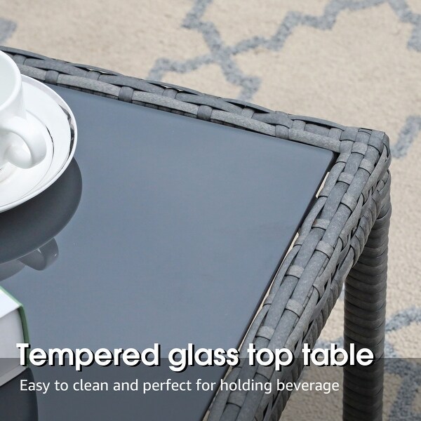 5Piece Patio Wicker Chat Set with Armchairs,Ottomans and Side Table