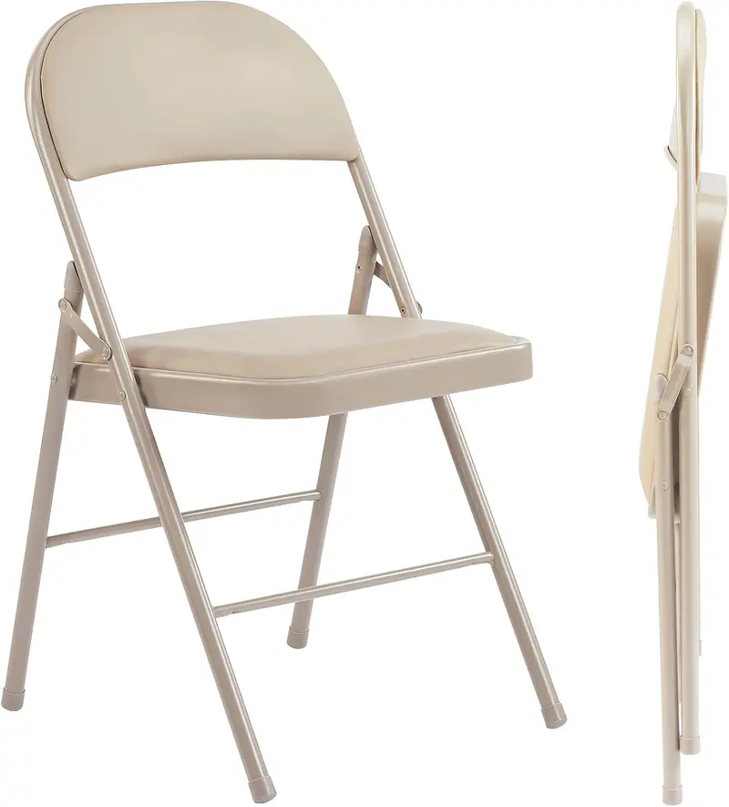 Sweetcrispy 12-Pack Premium Folding Chairs – Leather-Padded, Sturdy Metal Frame Design