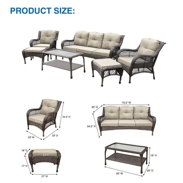 6piece Resin Wicker Patio Furniture Conversation Set with High Back