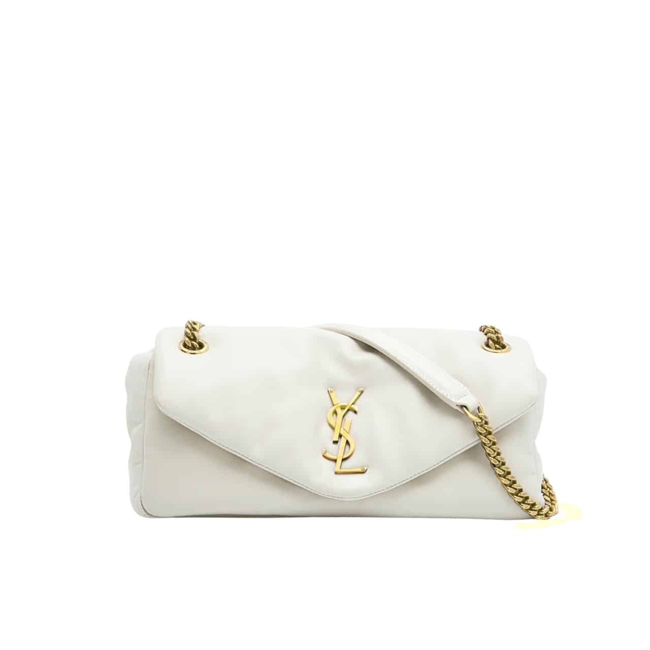 Saint Laurent Calypso Small In Plunged Blanc Vintage 27Cm