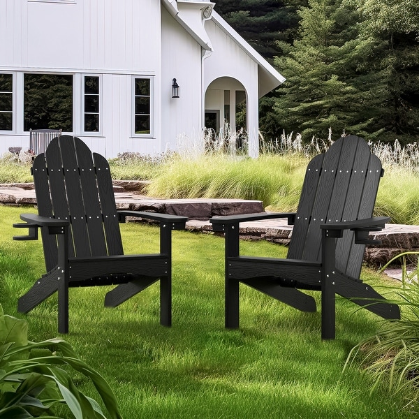 LUE BONA Plastic Poly Weather Resistant Outdoor Patio Adirondack Chair 2Pack
