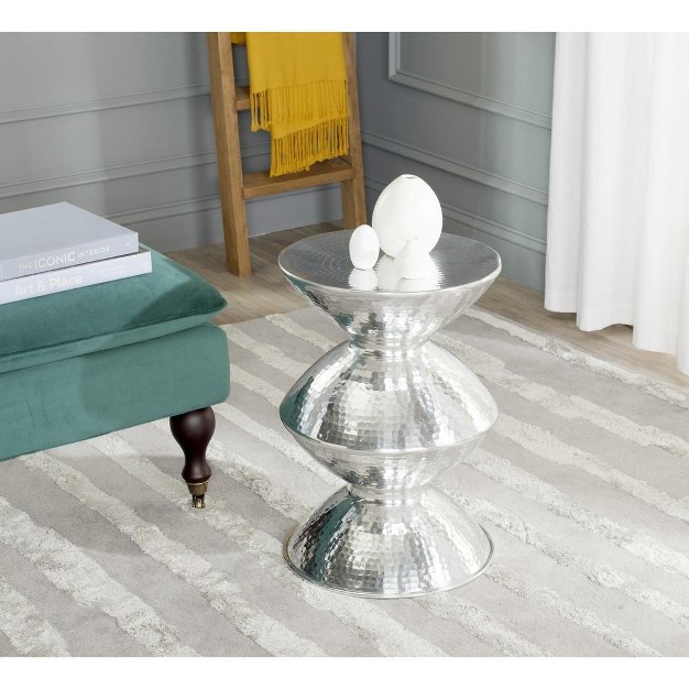 Guildsman Metal Table Stool Accent Table Silver Safavieh