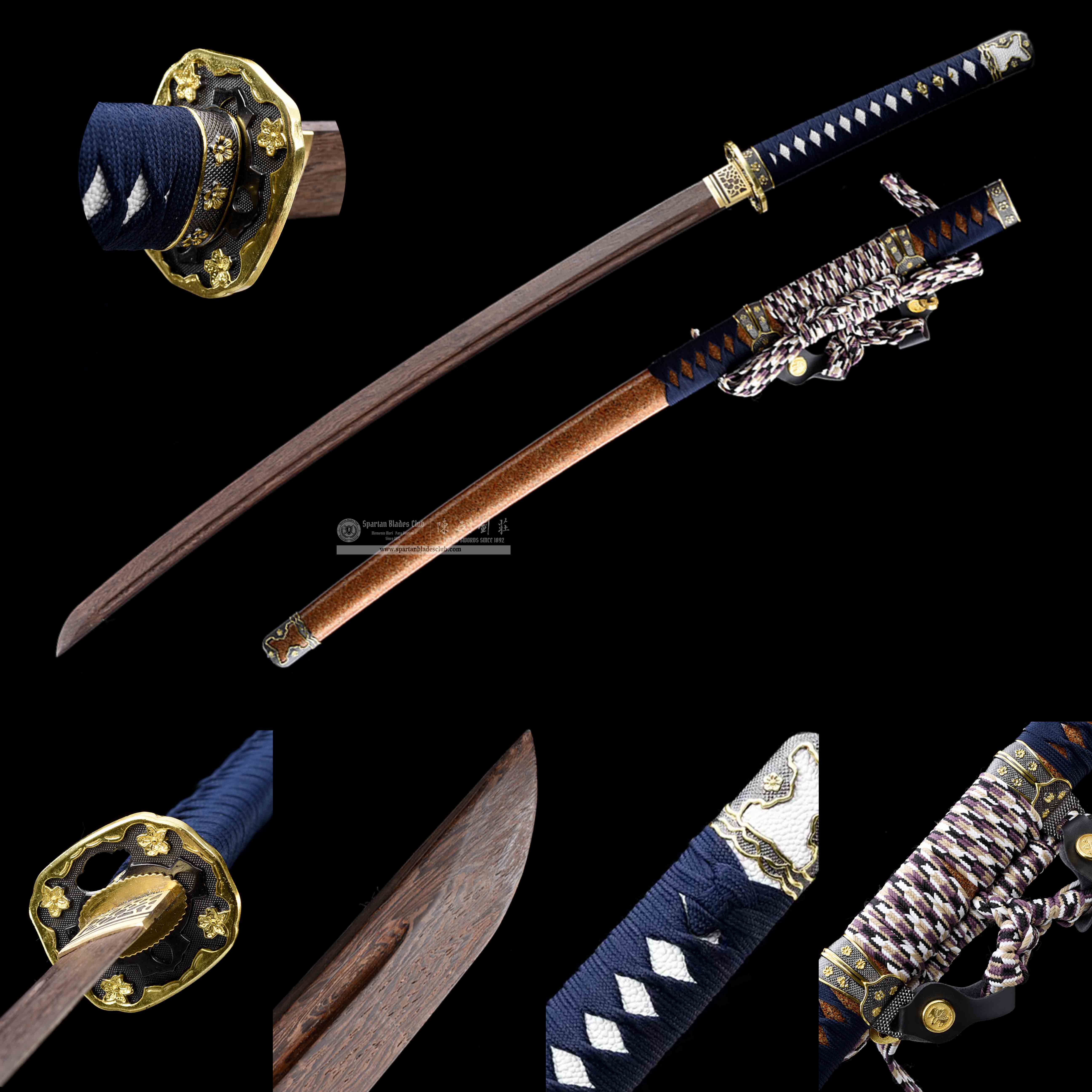 HW47 | Souou | Not Sharpened | Practice Sword | Tachi | Rosewood Blade | Brown | Flower | Full-tang | Spartan Blades Club | CHEN'S SWORDS 1892 - Spartan Blades Club - 陳氏劍莊1892