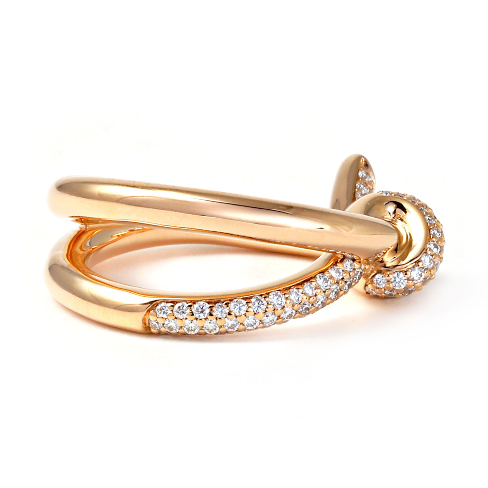 Tiffany & Co. Knot Double Row Ring 18K Rose Gold Diamond 69526233