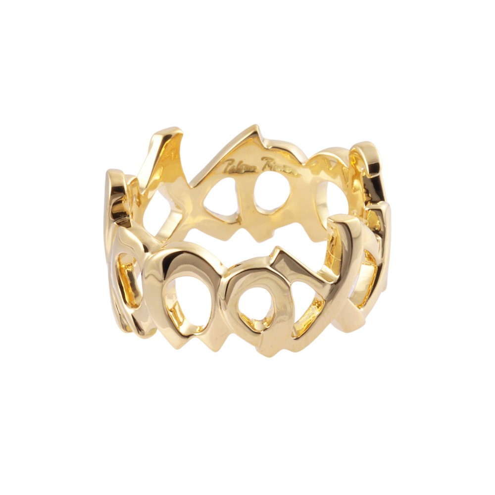 Tiffany & Co. Paloma Picasso Graffiti/Love Kiss Ring 18K Yellow Gold