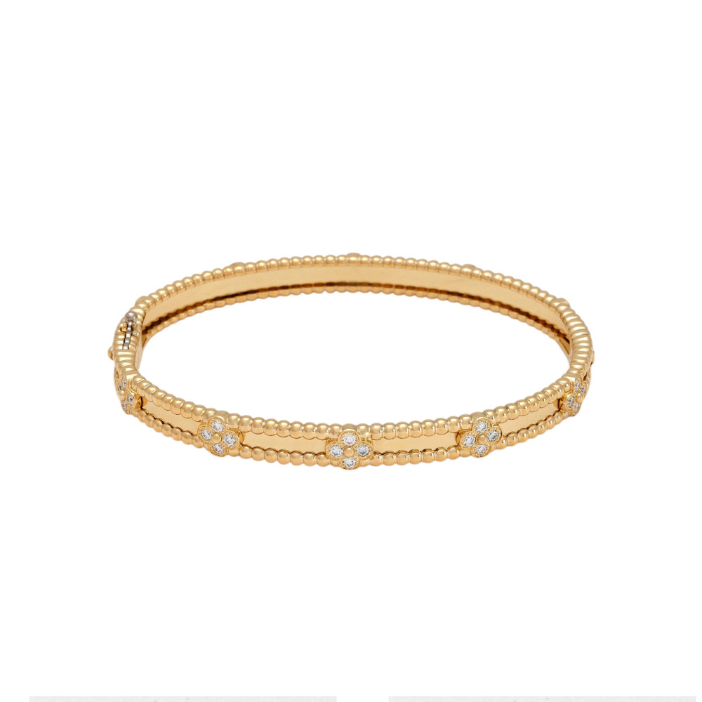 Van Cleef & Arpels Perlet Sweet Clover Bracelet 18K Yellow Gold Diamond VCARP6X600