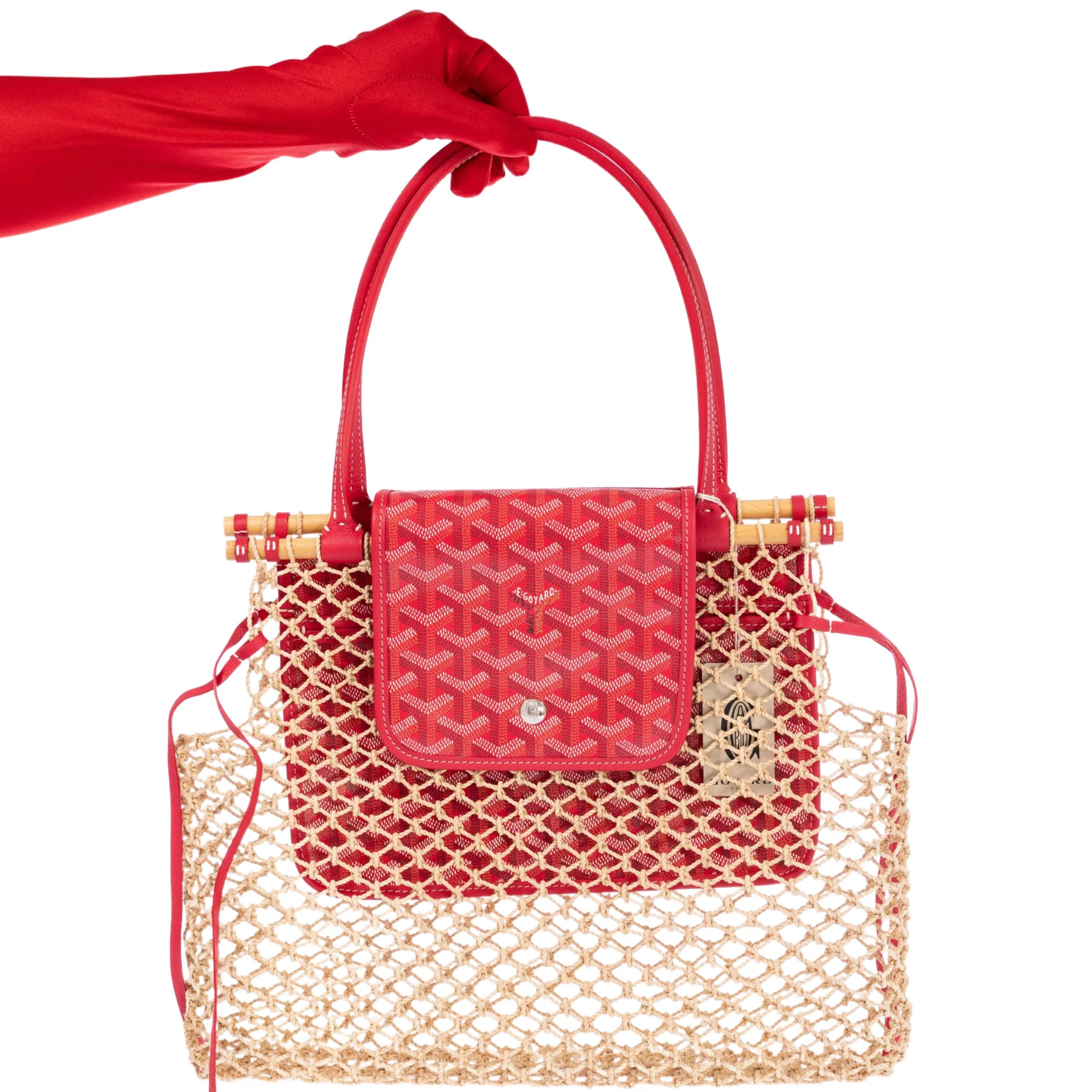 Goyard Goyardine Canvas Fuchsia Aligre Bag Raffia Net Palladium Hardware