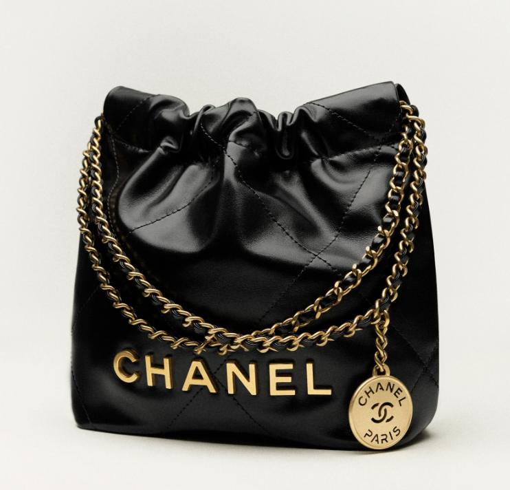 CHANEL 22 Mini Handbag   Shiny Calfskin & Gold-Tone Metal