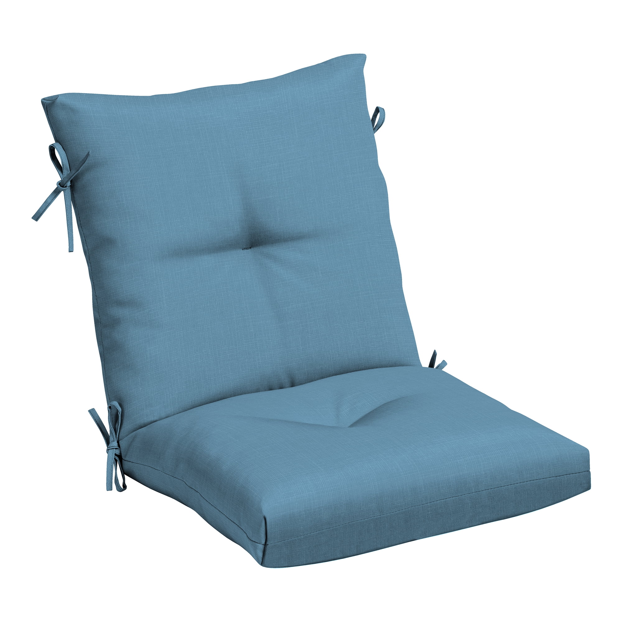 Arden Selections Outdoor Plush Modern Tufted Blowfill Dining Chair Cushion, 21 x 40, Water Repellent, Fade Resistant, Tufted Cushion for Dining and Bistro Chairs 21 x 40, French Blue Texture