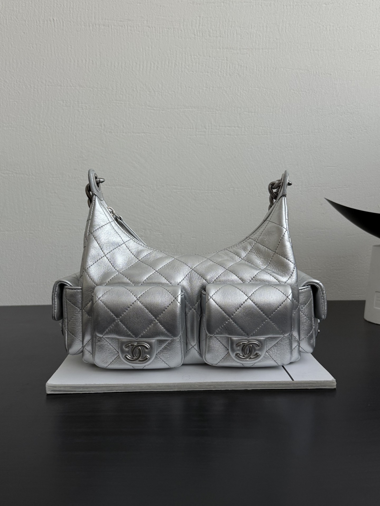 Chanel 25C Hobo Bag Silver Spring/Summer 2025 Collection 32cm/12.2cm