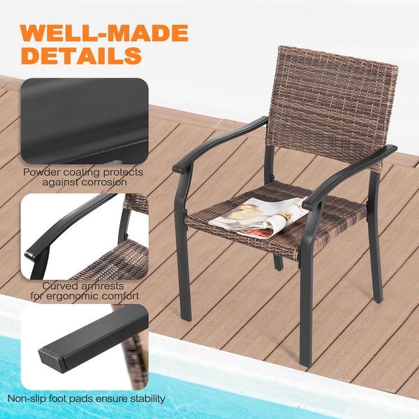Nuu Garden 3Piece Patio Metal and Wicker Bistro Set,Black