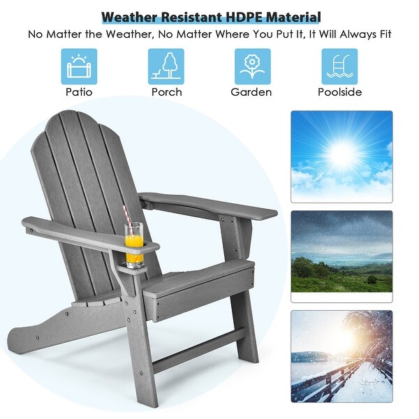 Costway 2PCS Patio Adirondack Chair Weather Resistant Garden Deck