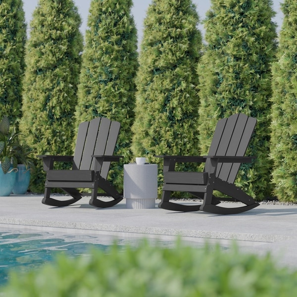 Commercial AllWeather Rocking Adirondack Chair with Swiveling Cupholder