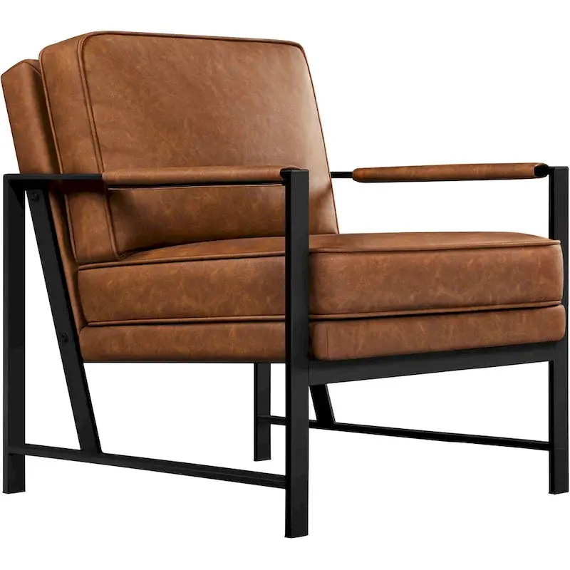 Yaheetech Retro Accent Chair – Faux Leather Lounge Seating with Mid-Century Style