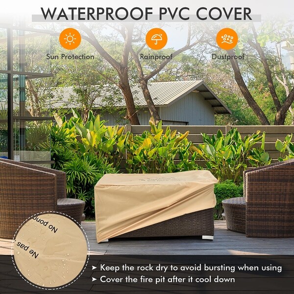 Costway 8PCS Patio Rattan Furniture Set Fire Pit Table Tank Holder