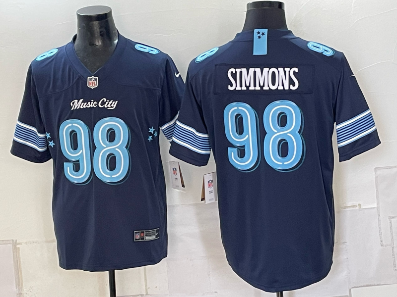 Men's Tennessee Titans Jeffery Simmons #98 Navy 2026 Rivalries Collection Game Jersey
