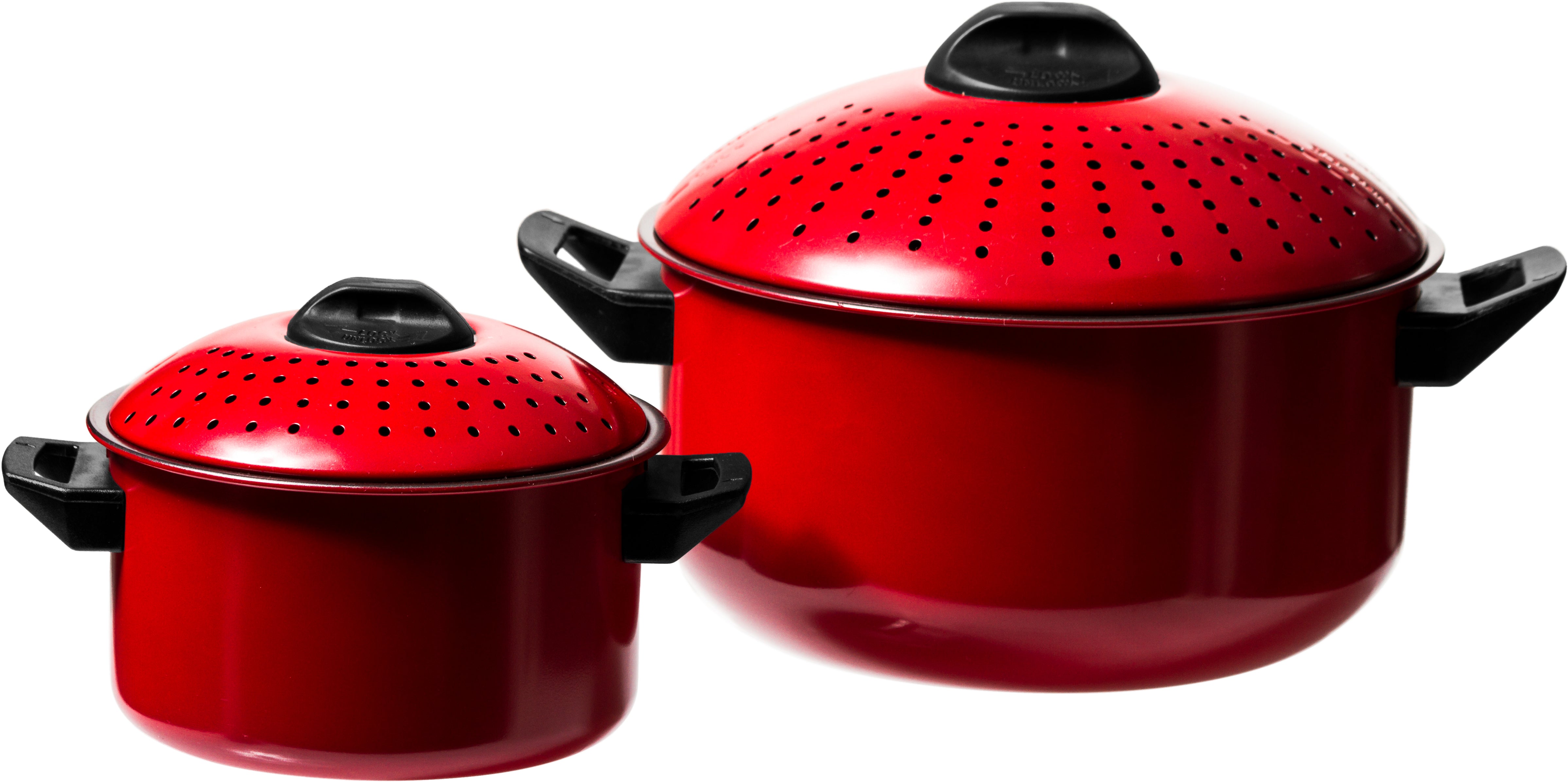Lexi Home 4 Qt and 6 Qt Pasta Pots with Built-in Strainer - Red