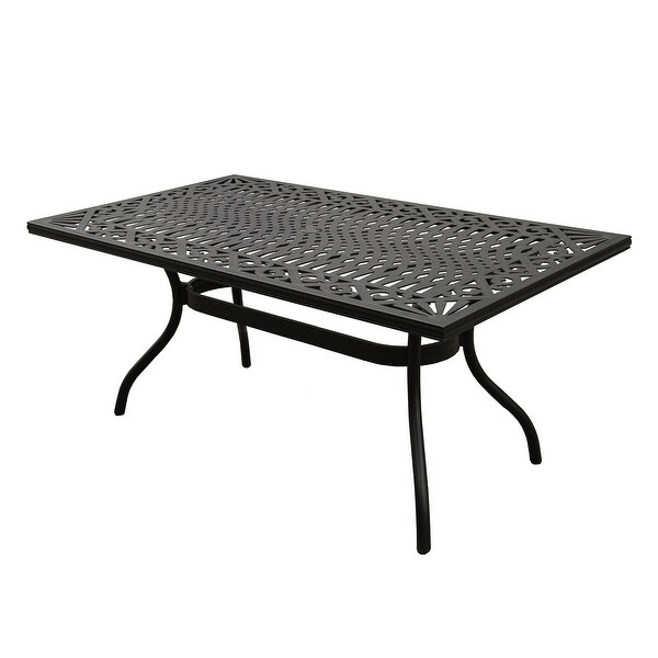 Ornate Outdoor Mesh Aluminum Black 68in Rectangle Patio Dining Table