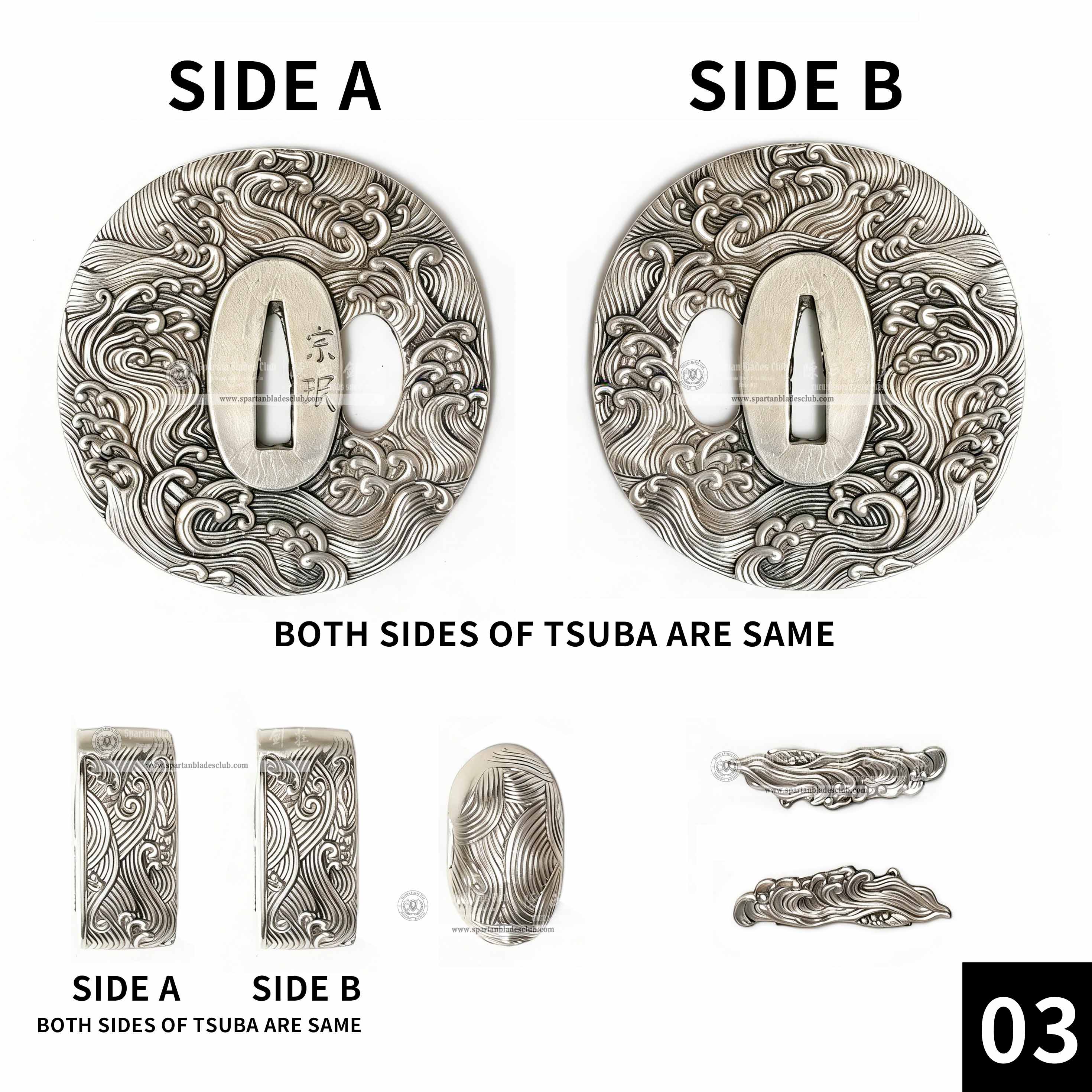 Custom Your Katana | Waves | Complete Set Fittings (Brass Gilded) | Spartan Blades Club | CHEN'S SWORDS 1892 - Spartan Blades Club - 陳氏劍莊1892