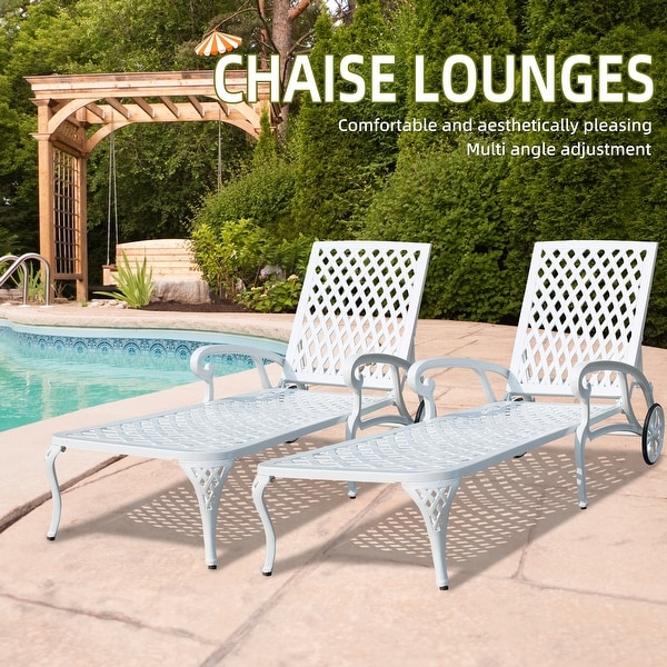 Swimming pool recliner,cast aluminum recliner with wheels set of 2