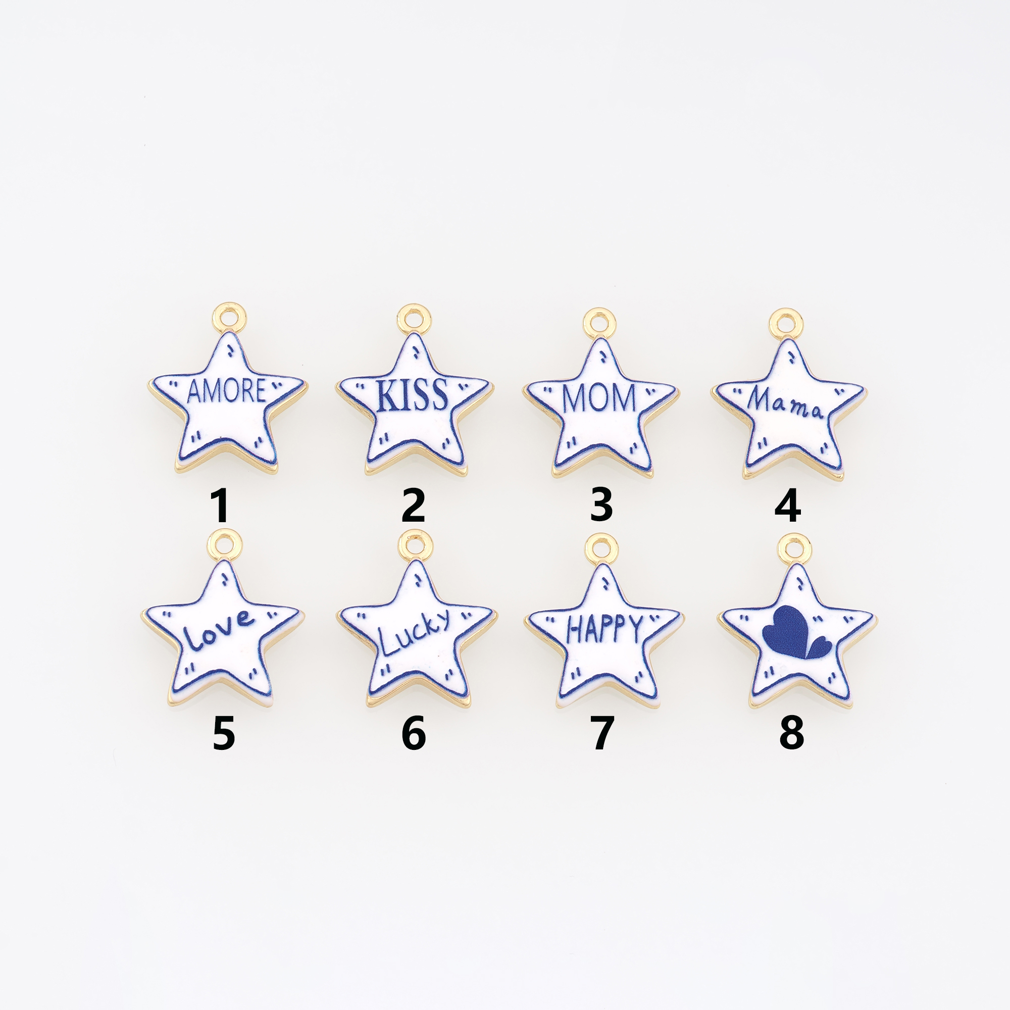 18K Gold Filled Star Pendant,Enamel Celestial Charm Earrings Necklace for DIY Jewelry Making Supply