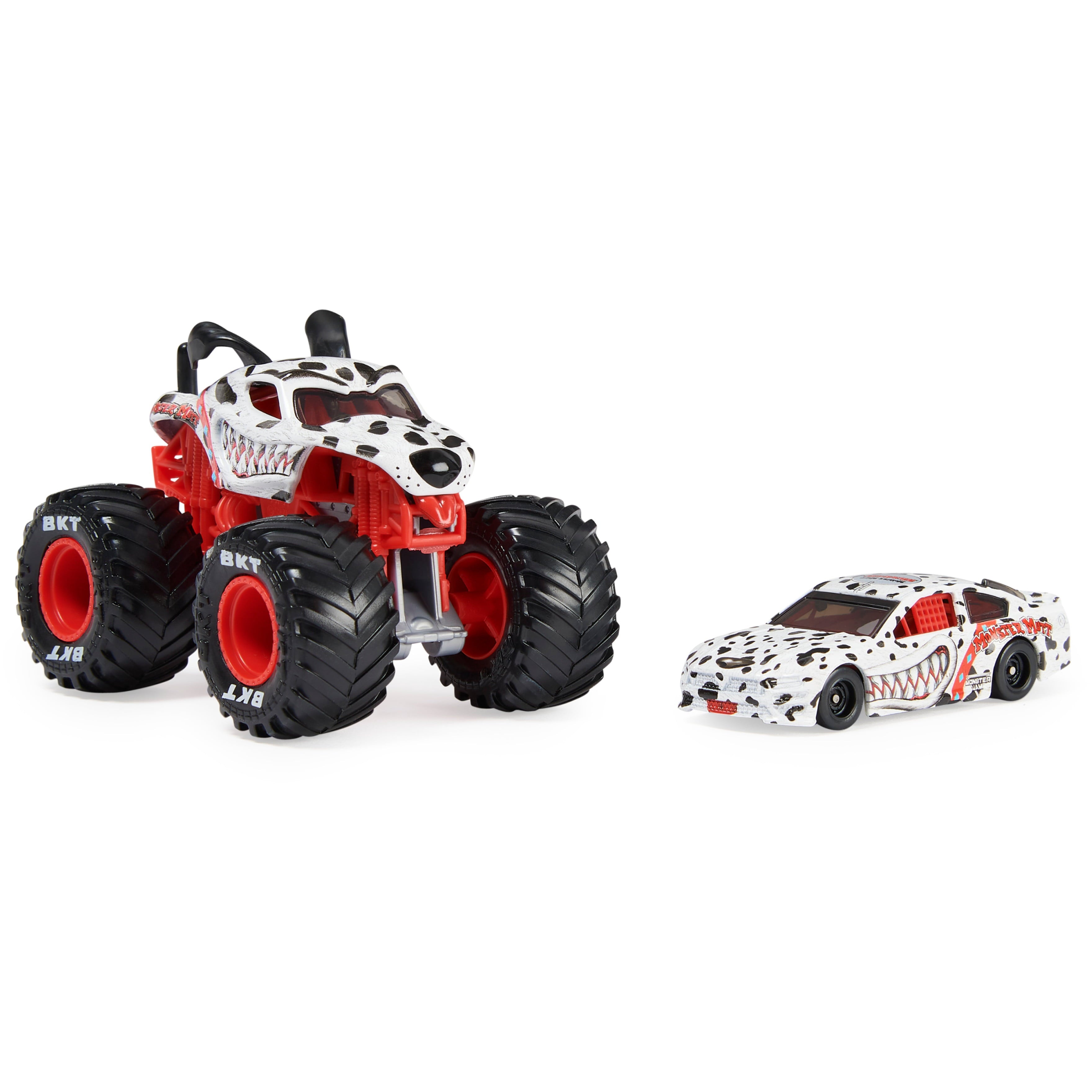 Monster Jam Monster Mutt Dalmatian Truck and Race Car (Walmart Exclusive)