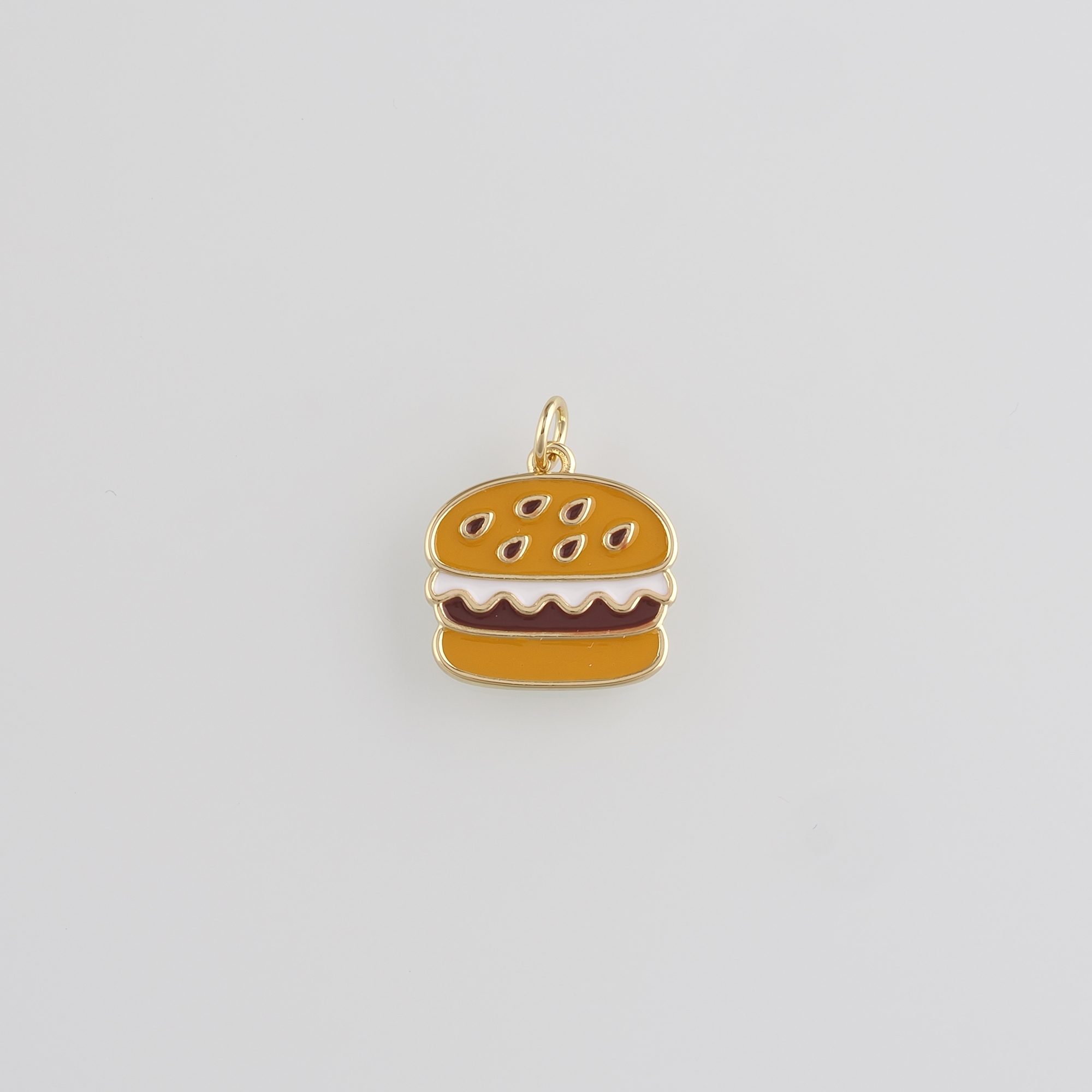 18K Gold Filled Hamburger Pendant,Enamel Hamburger Charm Earrings Necklace for DIY Jewelry Making Supply