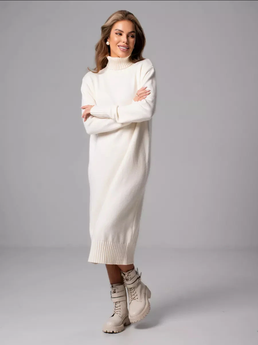 Turtleneck Knit Midi Dress - Effortless ChicClistos