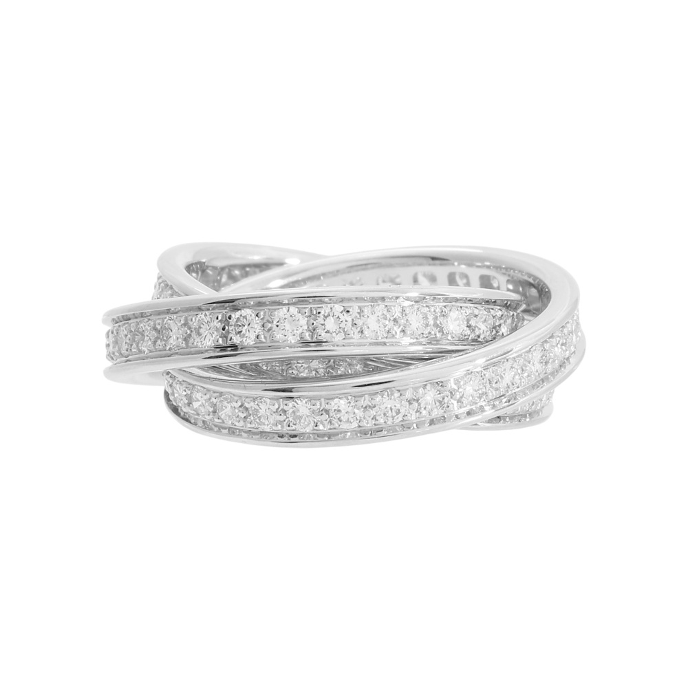 Cartier Trinity Three Bangles 18k White Gold Ring Diamond B4106200